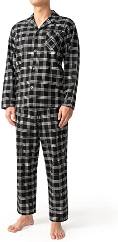 DAVID ARCHY Men&#39;s Flannel Cotton Pajama Set Button-Down Sleepwear PJ Set Lounge Wear