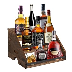 FOCCTS 12 Bottle Wooden Wine Rack 3 Tier Free Standing Storage Shelves,Bottles Wine Holder Storage Shelf,Wine Rack and Water Bottle Organizer for Kitchen Pantry Cellar Bar Cabinet Cupboard Countertop