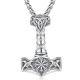 Collar Martillo de Thor, Colgante Martillo de Thor Vikinga de Plata de Ley 925 y Collar Colgante Hombre, Joyería Amuleto Regalos para hombre y mujer