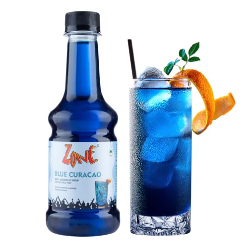 Image of Zone Blue Curacao Syrup 300ml | Tropical Citrus Flavour for Mocktails, Cocktails, Lemonades & Sodas | Bar Syrup, Alcohol Free, More Servings | Premium Cafe Style Taste for HoReCa & Home Use | 12+ Flavours