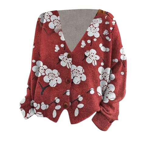 Women Cardigan Sweater Vintage Nordic Fair Isle Floral Cardigans Colorful Oversized Cable Knit Christmas Sweaters4