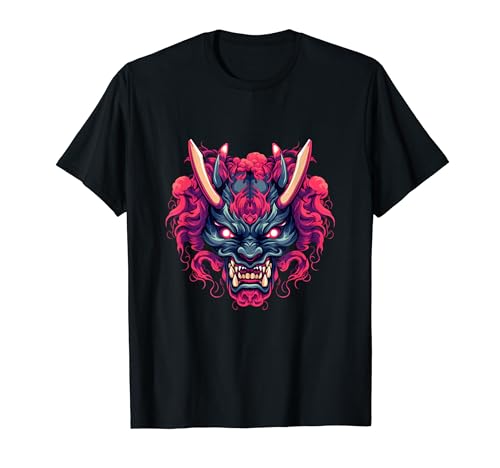 Japonés Oni Akuma Máscara Demonio Bushido Samurai Camiseta