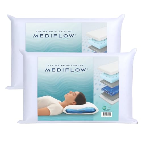 Mediflow Kühlendes Gel Memory Foam Wasserkissen – Verstellbar zur Linderung von Nackenschmerzen, geeignet für Seiten-, Rücken- und...