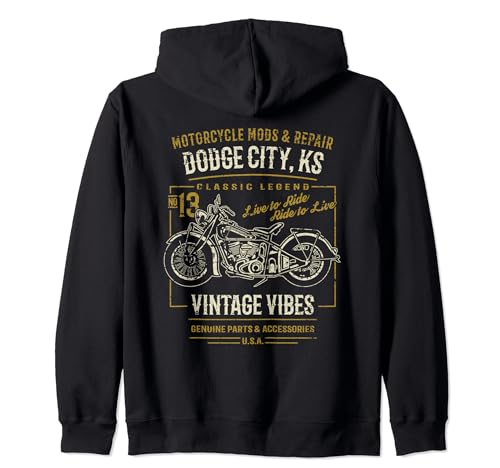 Dodge City KS USA Vintage Style Moto Design vieilli Sweat à Capuche