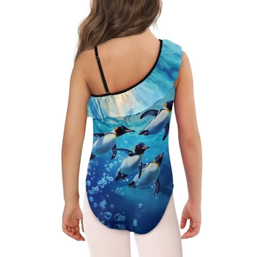 Image of Xpyiqun Swimsuits for Girls 3-14 1-Shoulder Ruffle Bathing Suit One Piece Adjustable Halter Swimming Wear
