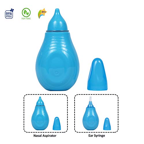 Image of 1st Step Baby Nose Cleaner /Nasal Vacuum Sucker Mucus Snot Aspirator with Ear Syringe (Blue)