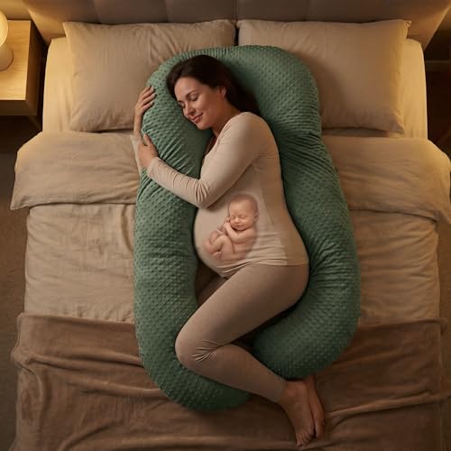 Image of BAYBEE Premium Pregnancy Pillow for Women | Maternity Pillows for Pregnancy Sleeping with 360 Full Body Support | Pregnancy Pillow with Removable Washable Cover & Zipper Closure for Easy Use (Green)