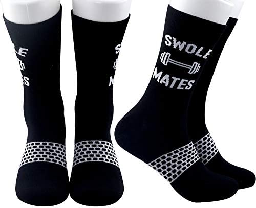 G2TUP 2 Pack Athletic Gym Fitness Bodybuilding Gift Swole Mates Funny Couples Socks Weightlifting Friendship Gifts