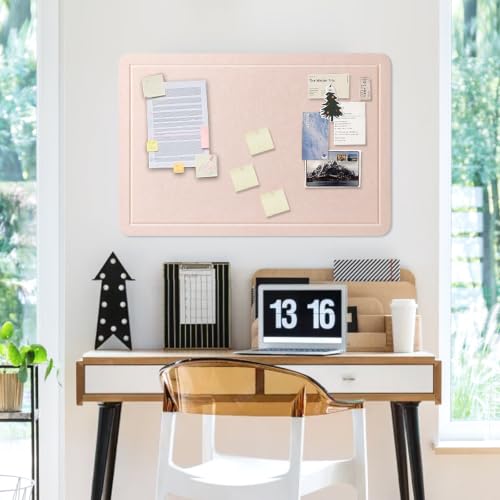 MAXECHO Felt Bulletin Board, 27" x 18" Cork Board Alternative with 12 Adhesive Tabs and 20 Pushpins, Foldable Pin Board for Wall, Decorative Photo Vision Board for Office, Classroom, Dusty Pink - Image 5