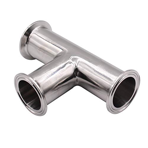 Dernord Clamp Tee 3 Way Stainless Steel 304 Sanitary Fitting Fits 1.5" Tri-Clamp, 38Mm Pipe Od #TOP2