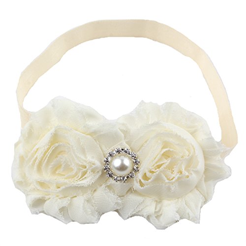 Miugle Baby Girls Headbands with Bows (ivory)