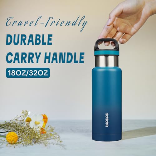 Image of BJPKPK Insulated Water Bottle 18OZ Stainless Steel Water Bottle with Handle Double Walls Vacuum Insulated BPA Free Flask, Indigo Black
