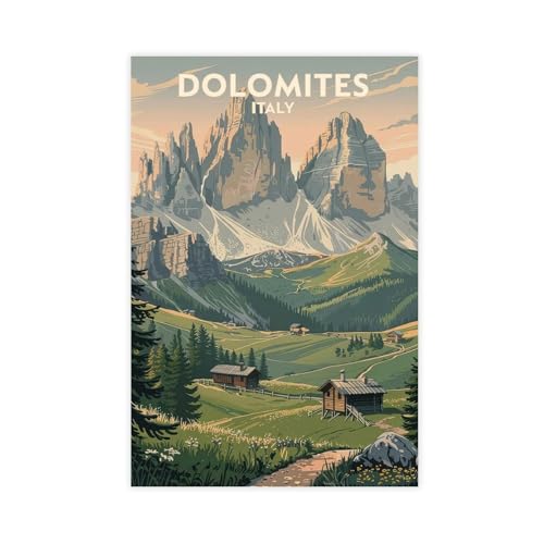 Poster vintage Dolomites d'Italie 40x60 cm pour décoration de salon
