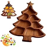 Tabla de charcutería para árbol de Navidad, plato de madera para fiestas para servir aperitivos, queso, frutas, aperitivos, bandejas de aperitivos en forma de árbol de Navidad, platos de comida de