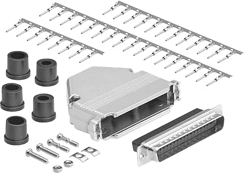 CompuCablePlusUSA.com Best Crimp on Connector DIY Kit Includes D-Sub Connector, Crimp Pins, Metal Hood, Grommet, and Screws. (DB37, Male)