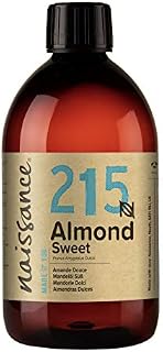 Naissance Sweet Almond Oil (no. 215) 500ml  For Skin, Hair, Massage, Nails, Cuticles, Ears, Face, Body, Stretch Marks - Natural Skin Care, Carrier Oil for Aromatherapy - Food Grade, Vegan, No GMO