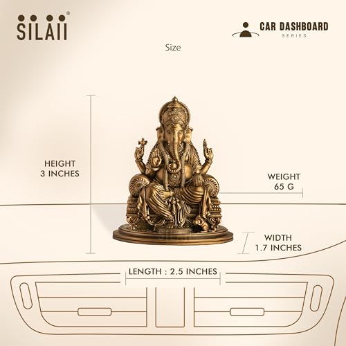 Image of SILAII Lord Ganesha Car Dashboard Idol - 3 Inch | Artistically Crafted Ganesh Murti | Miniature Statue for Car Interior Decor | Ganesha Idols for Home & Office | Decorative Ganesha Idols