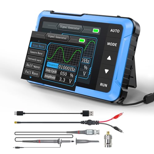 【FNRSI Upgraded 2in1 DSO-510 Oscilloscope with 10X Probe】Digital Portable Oscilloscope/DDS Signal Generator Automotive 2.8 inch TFT, 10MHz Bandwidth, 48MS/s Sampling Rate, Auto Trigger Function