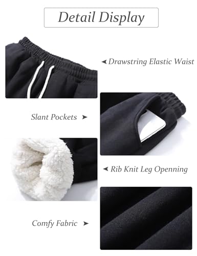 Flygo Women's Winter Warm Fleece Joggers Pants Sherpa Lined Athletic Active Sweatpants