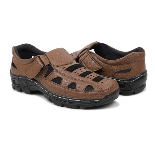 Image of Men's Faux Leather Sandals - Breathable, Lightweight, and Stylish Sandals for Casual Outings and Everyday Comfort