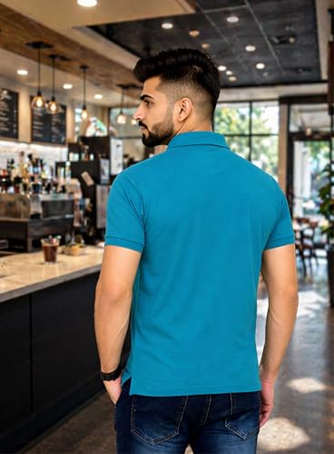 Image of 3BROS Men's Cotton Blend Half Sleeve Regular fit Comfortable Polo Neck T-Shirt (Pack of 1)
