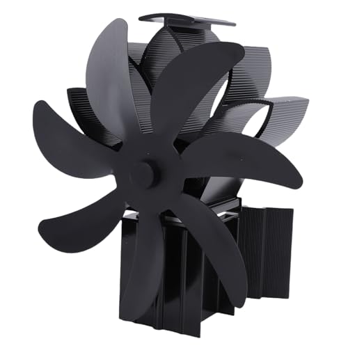 Luocute Ventilatore per Stufa a Legna, Ventilatore per Camino Alimentato a Calore 7 Pale Non Elettrico per Bruciatore a Pellet per Stufa a Legna, con Protezione Dal Surriscaldamento,