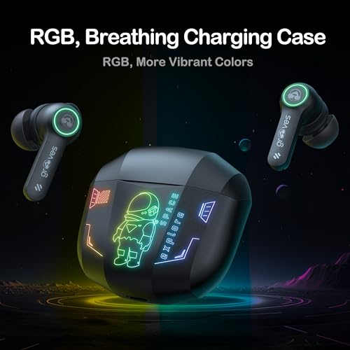 Image of Grooves Fort Newly Launched-Gaming TWS Up to 80H Playtime - in Ear Dual Mode with 45Db Low Latency, Bt 5.3,Abs-Enc-, 13Mm Driver, 400 Mah Battery with Jaguar Mechanical RGB- C-Type Charge (Black)