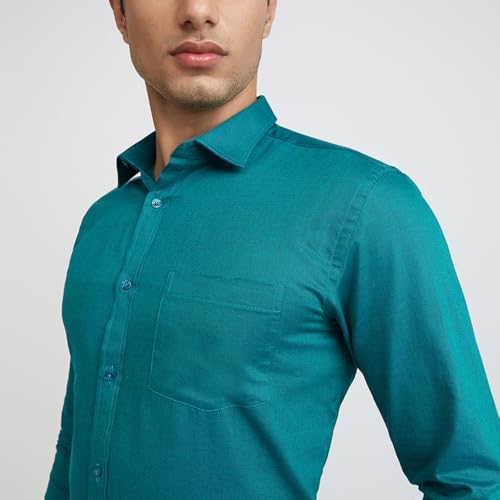 Image of Park Avenue Men Pure Cotton Slim Fit Structure Pattern Semi Cutaway Collar Formal Shirt