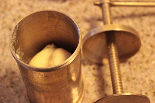 Image of M.R. Chakli Press Maker Sevanazhi /Sevai Nazhi /Idiyappam Maker Machine Brass with 6 Different jalis, Making sev Gathiy etc.