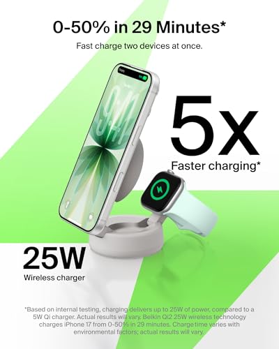Belkin Qi2.2 25W Wireless 2 in 1 iPhone Charger, Fast Charging for Travel - image 2