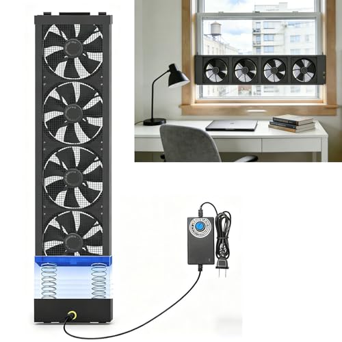 Image of 27.6-29.5 Inch Vertical Window Fan For Sliding Windows -Stepless Speed Control Window Exhaust Fan Waterproof Vertical Window Fan With Living Rooms Bedroom Attics Garages