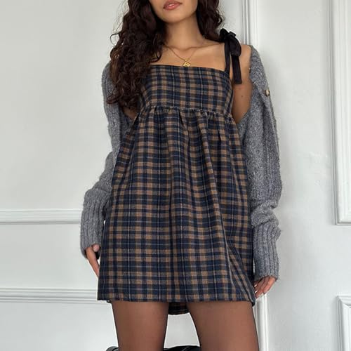 Image of Women Y2k Tie Shoulder Mini Dress Sleeveless Flowy Babydoll Dress Boho Floral Aline Short Sundress