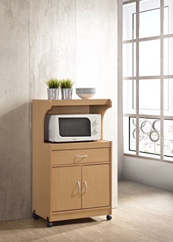 Hodedah Microwave Kitchen Cart, Beech