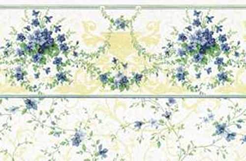 Melody Jane Dolls House Sonata Blue Miniature Print Wallpaper1:12 Scale 3 Sheets
