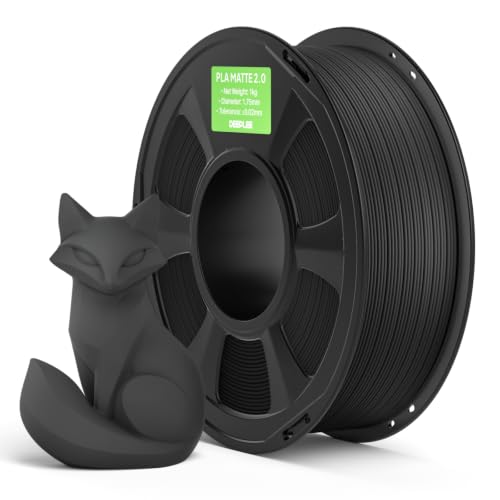 Image of Matte PLA 2.0 Filament 1.75mm, 3D Printer Filament Dimensional Accuracy + /- 0.02mm, No Clogging, Smooth Texture, 1KG Grey Black