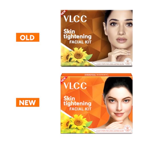 Image of VLCC Skin Tightening Facial Kit - 25g X 3 (75g) (Pack of 3) | Skin Elasticity Facial | Helps Remove Toxins and Reduces Blemishes | With Berberry, Wheatgerm, Carrot Extract, and Geranium