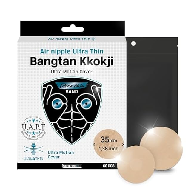 Bangtan Kkokji Ultra-Thin Nipple Covers for Men ¨C Sweatproof, Breathable and Invisible Anti Chafing Disposable Stickers for Outdoor Sports & Daily Use, Made in Korea 1.38inch 60pcs