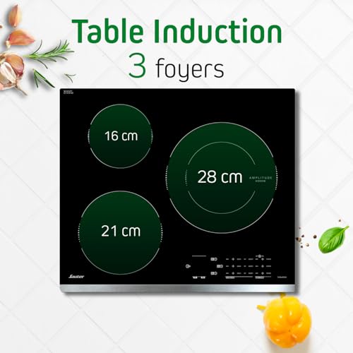 SAUTER Table induction 3 foyers dont 1 zone Amplitude Ø 28 cm 4 kW SPI4360X - vue 5