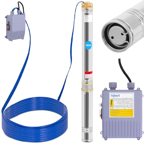 hillvert Pompa Sommersa per Pozzo Elettropompa Sommersa HT-ROBSON-SP1100-101 (6.000 l/h, 1.100 W, Acciaio Inox, Diametro: 95 mm)