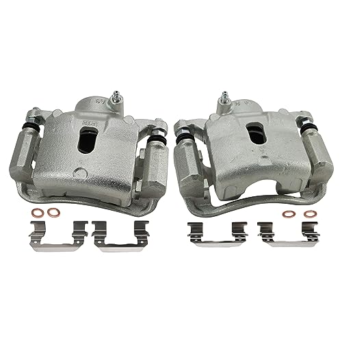 Image of TRQ Front Driver and Passenger Side Brake Caliper Set Caliper Brackets Compatible with 2013-16 Hyundai Veloster Turbo