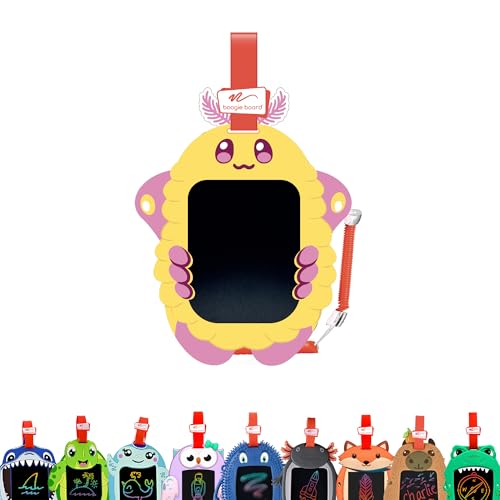 Boogie Board Sketch Pals Rosy Maple Moth 4 LCD Writing Tablet for Kids Reusable Mess-Free Drawing Pad with Tethered Stylus Clip-On Travel Doodle Board Toy Ages 3+