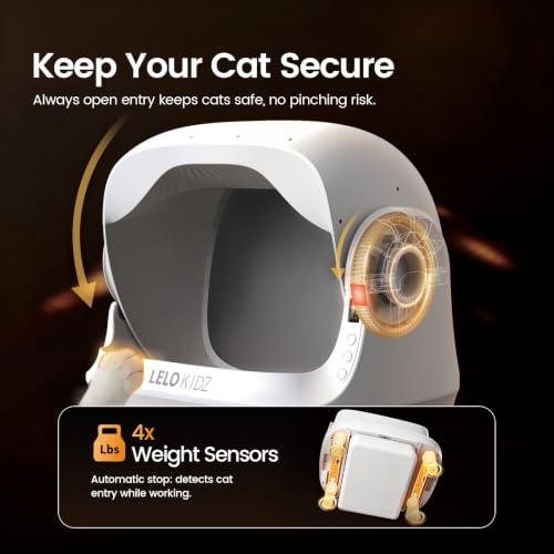 Image of Self Cleaning Litter Box, Open Top 105L Automatic Litter Box for Multiple Cats, App Control, Safety Sensor, Anti-Pinch, Includes Mat & Liner - White