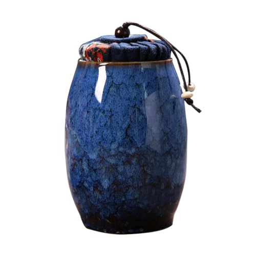 Angoily Luxury Blue Tea Jar - Multi-function Tea Canister & Storage Pot (13x6cm, 120cl)