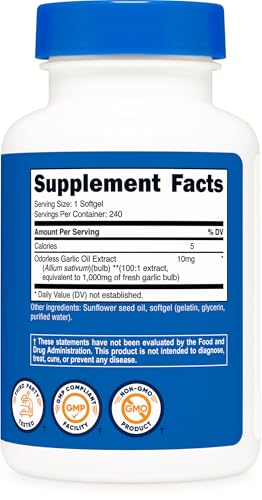 Nutricost Garlic 1000mg, 240 Softgels - Odorless, Premium Gluten Free Supplement - Image 6