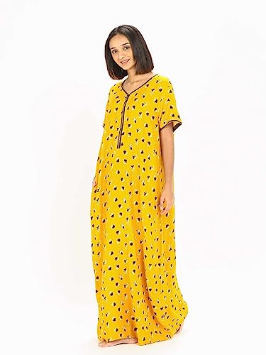 Image of Evolove Women's Viscose Liva Long Maxi Night Gown Nighty Dress with Pocket, Super Soft Comfortable (LNG-Rayon)