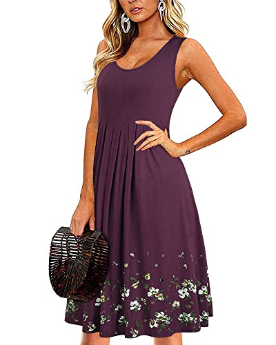 Image of KILIG Women Soft Casual Beach Sundress Floral Pleated Vintage Tank Dress 2026