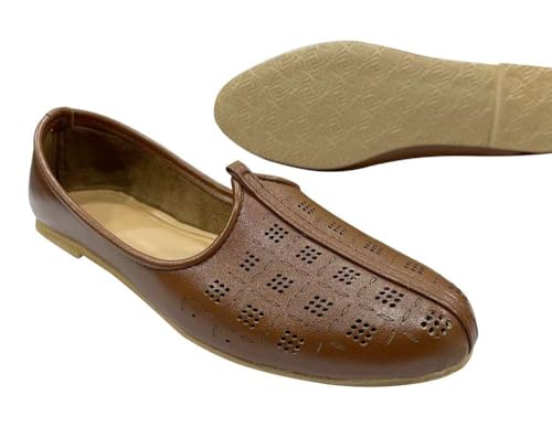 Men's Punjabi Jutti Durable and Comfortable Indian Wedding Shoes, Classic Ethnic Footwear Mojari Loafers for Men4
