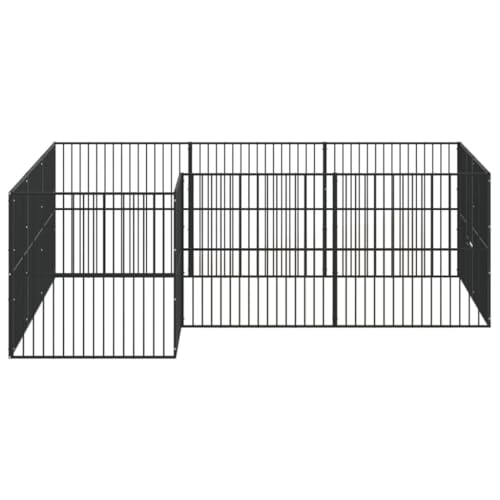 Laufstall für Hunde, 12 Paneele, ohne Dach aus verzinktem Stahl, Schwarz, 303 x 300 x 100 cm für kleine und mittelgroße Tiere-4