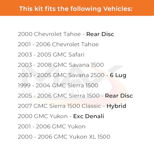 Image of Max Advanced Brakes Front Brake Kit Compatible With 2002-2005 2006 Cadillac Escalade Compatible With GMC Safari Yukon Replacement Drilled Slotted Black Coated Disc Brake Rotors and Ceramic Brake Pads