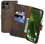 Suncase Book-Style Hülle kompatibel mit Fairphone 6 5G Leder Tasche (Slim-Fit) Lederhülle Handytasche Schutzhülle Hülle mit 3 Kartenfächer in antik-braun